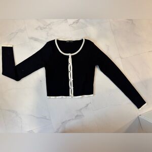 SHEIN Black and White Cardigan Sweater Classic Knit